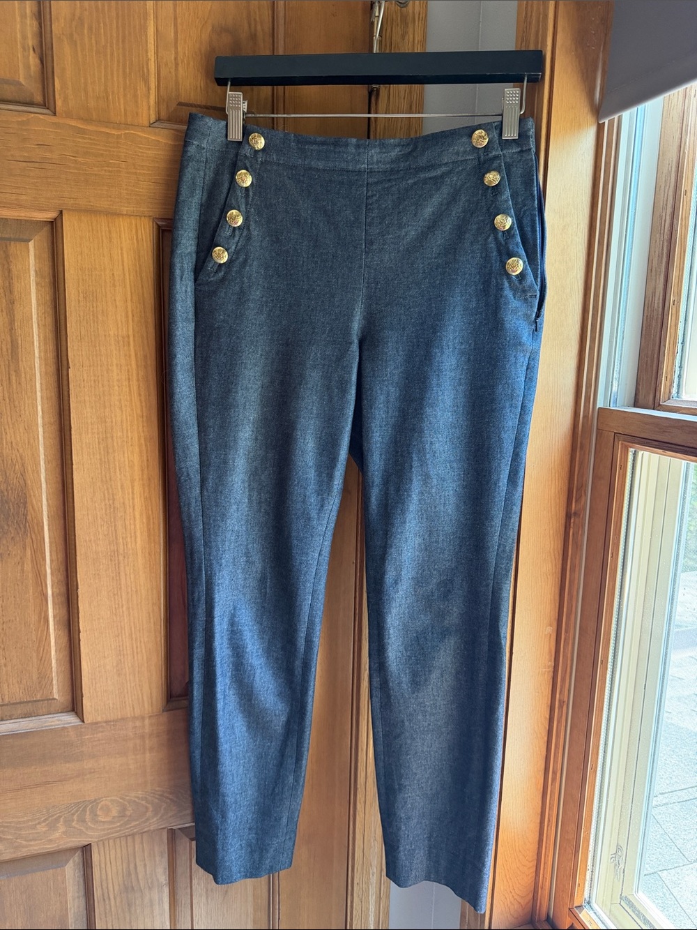 Banana Republic Navy Blue Ankle Pants with Gold Buttons